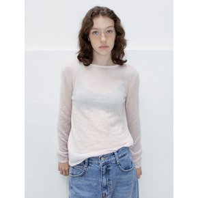 Sheer Boat Neck Knit_Pink