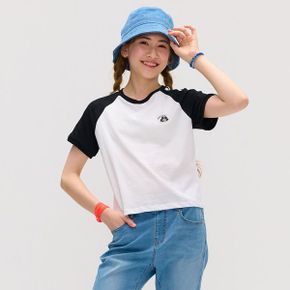 여아 테이프 장식 라글란 반팔 T shirt_P363872303