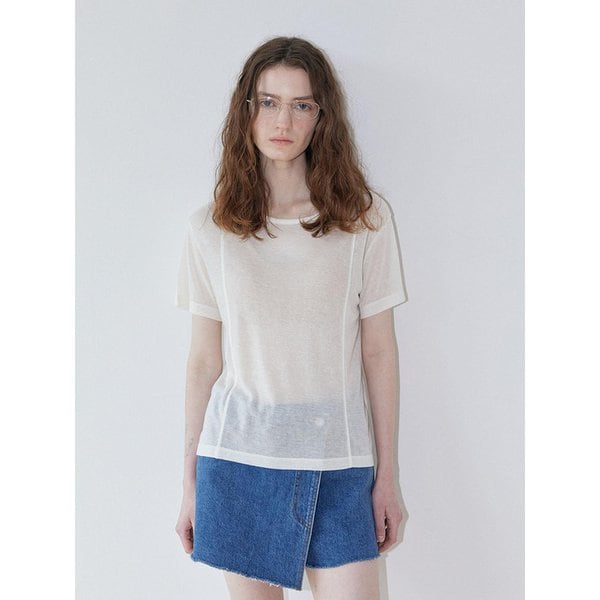 See-Through Tencel Wool T-shirt_Cream