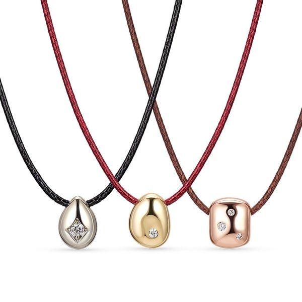 [도로시] 14k 페블 랩 다이아몬드 실크줄 목걸이(3type)