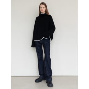 LINE TURTLENECK KNIT  (BLACK)