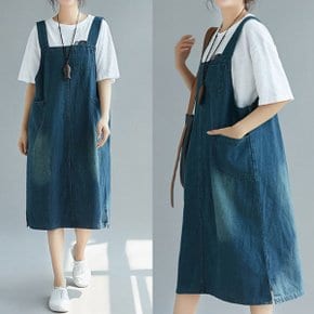 데님원피스 청원피스 2572 여성원피스 빅사이즈원피스 멜빵원피스 데님멜방원피스