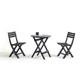아메리카노 ABS 플라스틱 접이식 야외 카페 2인 테이블 세트(테이블1개 의자2개)