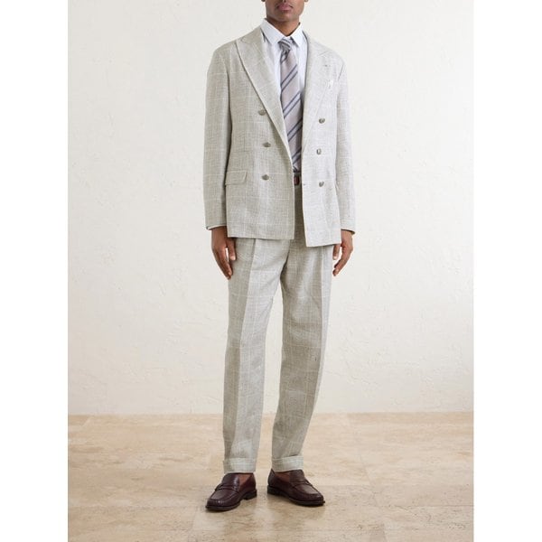 브루넬로쿠치넬리 더블브레스트 체크 리넨 블렌드 수트 재킷 46376663163118554