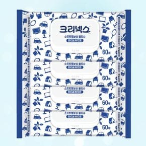 크리넥스 소프트 엠보싱 물티슈 60매 x 4팩 BIG&WIDE[35761751]
