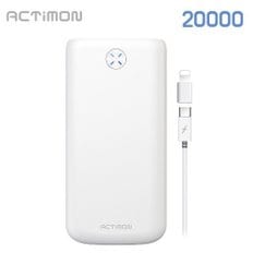 Act SS 보조배터리 휴대용 고용량 P-K 20000mAh 여행/출장 충전 밧데리 C타입 + 8핀젠더 포함