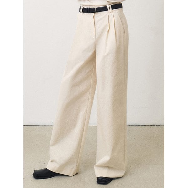 딥 턱 와이드 코튼 팬츠_CREAM