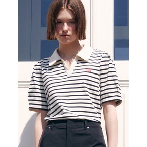 STRIPE LUGBY COLLAR T-SHIRTS WBK