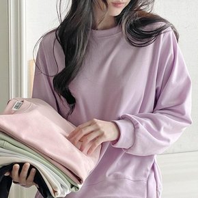 여성 무지컬러 면폴리 프리사이즈 긴팔 맨투맨 티셔츠