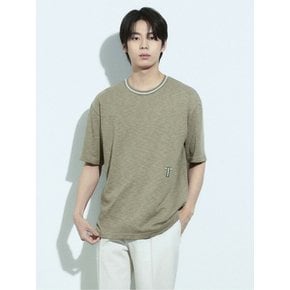 온라인] 니트 립 배색 반팔 티셔츠[뉴스탠다드]_M224MTS917M