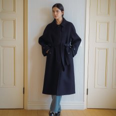 Wool premium maxi raglan coat_Navy