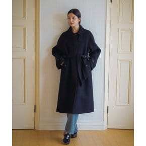 Wool premium maxi raglan coat_Navy