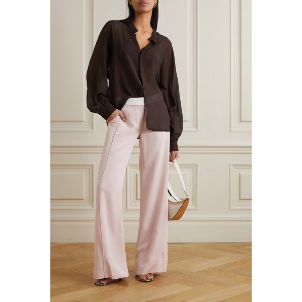 패널 투톤 글로스 크레이프 스트레이트 팬츠 베이비 핑크 1647597303529529