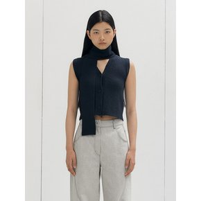 TIE KNIT VEST - NAVY