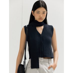 TIE KNIT VEST - NAVY