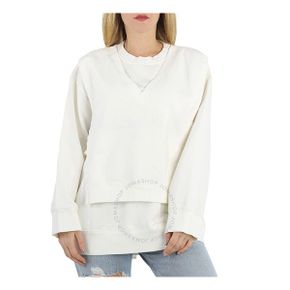 마르지엘라MM6 메종 마르지엘라 MM6 여성 화이트 레이어드 박시 Sweatshirtt, 사이즈 X-Small 여