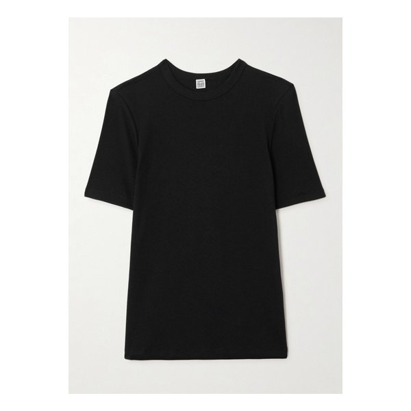 골지 스트레치 코튼 저지 티셔츠 블랙 1647597336388913