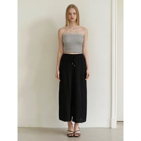 basic slit knit long skirt - black