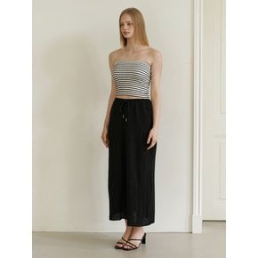 basic slit knit long skirt - black