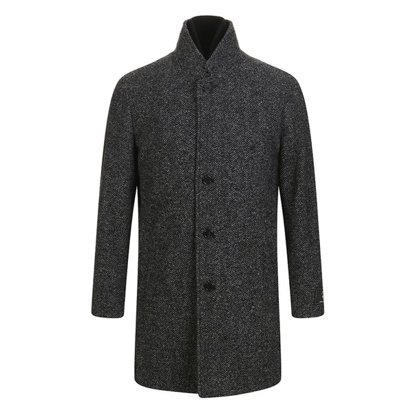 하이넥 헤링본 패턴 롱코트_MANELXWA121