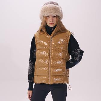 Mardi Mercredi Actif [마르디메크르디악티프] GLOSSY DOWN VEST BLOOMMARDI WAPPEN_BEIGE IVORY/AFK34DVT001BEIV