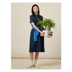 데님 벨티드 셔츠 반소매 원피스네이비(BF4271O01R)