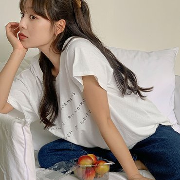 핫핑 아임노멀 루즈핏 프린팅 반팔티셔츠(44~99) P000CMYK1