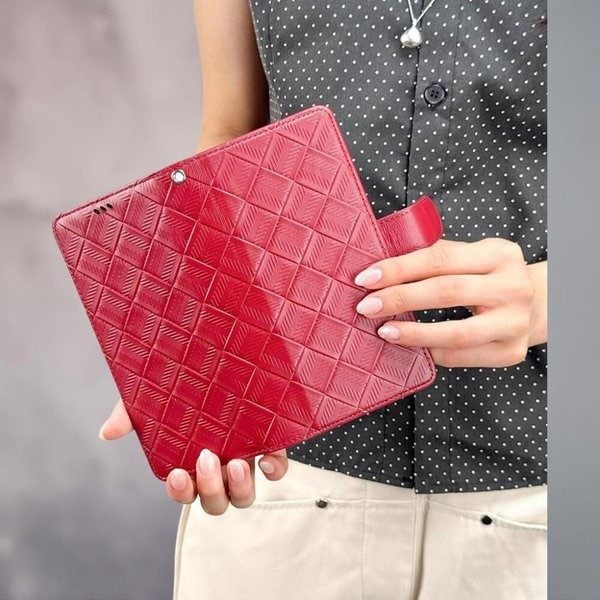 [옷자락] 여성 체크무늬 컬러 가죽 스마트폰 케이스 미니 지갑