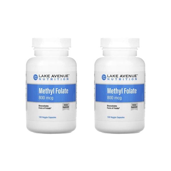 [해외직구] 레이크에비뉴 활성엽산 800mcg 120베지캡슐 2팩 Lake Avenue Nutrition Methyl Folate 800 mcg 120 Veggie Capsules