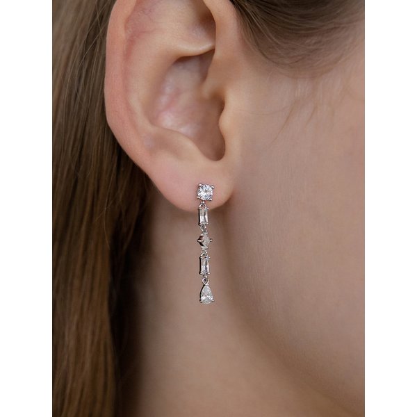 (실버925) 큐빅 링크 드롭 귀걸이 EC3283