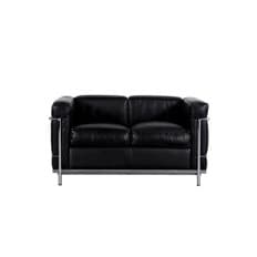 [Cassina 공식수입원] 2 Fauteuil Grand Confort, Petit Modele, 2-Seater (Black/Chrome)