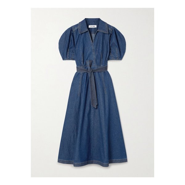 세핀 렌 랩 이펙트 벨트 데님 미디 드레스 인디고 블루 1647597332868972