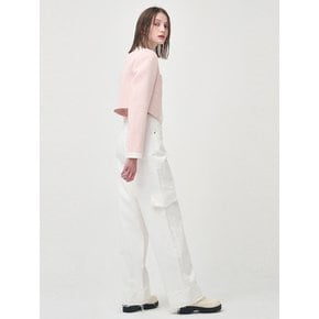 Pocket Denim Turn Up Pants, White