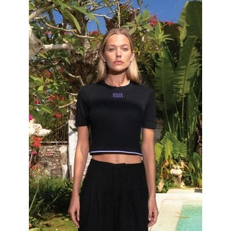 키써 Cable Crop Knit Black