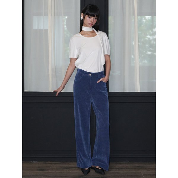 Velveteen Corduroy Wide Pants_Denim Blue