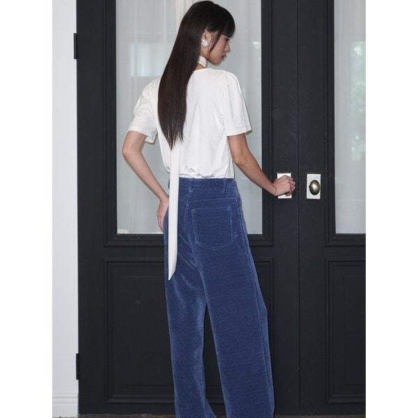 Velveteen Corduroy Wide Pants_Denim Blue