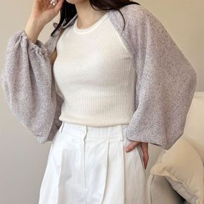 벌룬 볼레로 가디건 린넨 긴팔 시스루 여름 가벼운 아우터_P427420250