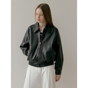 WASHING BEGAN LEATHER JACKET - Black