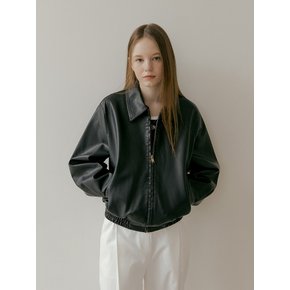 WASHING BEGAN LEATHER JACKET - Black