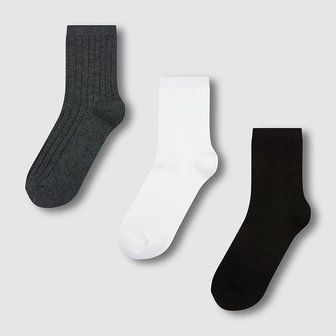 JAJU 여 에센셜 코튼 중목 양말 3족 J146903301082