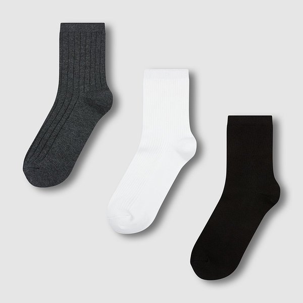 여 에센셜 코튼 중목 양말 3족 J146903301082