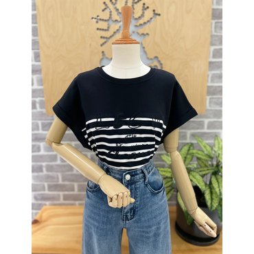 레코브 캡소매 스트라이프 티셔츠(LC61D6ST507X)