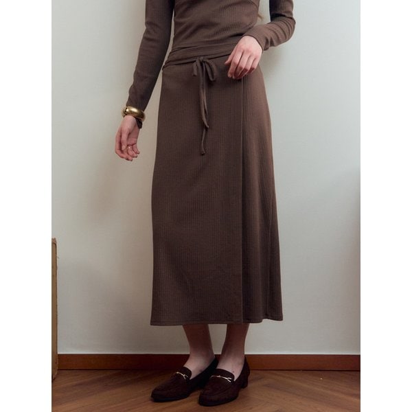 Douce Ribbed Skirt Brown