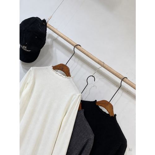 파비 레이어드 베이직 무지 물결 반목 긴팔 니트 3color