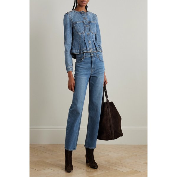 베로니카비어드 자하라 플리츠 데님 페플럼 재킷 46376663162975453