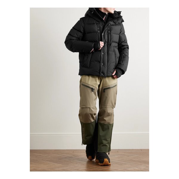 몽클레어 로덴베르크 캔버스 패널 로고 아플리케 퀼팅 후드 다운 스키 재킷 1647597355587875