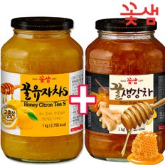 꽃샘 액상차 꿀유자차s 1kg + 꿀생강차 1kg /따뜻한차/아이스티/에이드/과일차/냉차/샐러드드레싱/잼대용/시럽대용