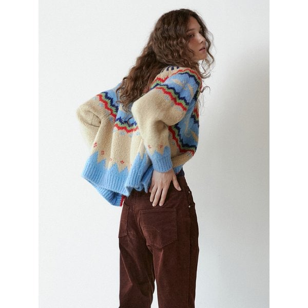 Wave Nordic Cardigan (Beige)