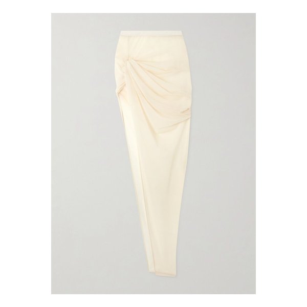 트위스트 에드푸 비대칭 드레이프 저지 맥시 스커트 아이보리 1647597358441975