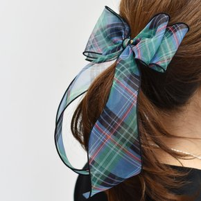 Brielle Tartan Check Bow Clip 브리엘 타탄 체크 리본 헤어 클립